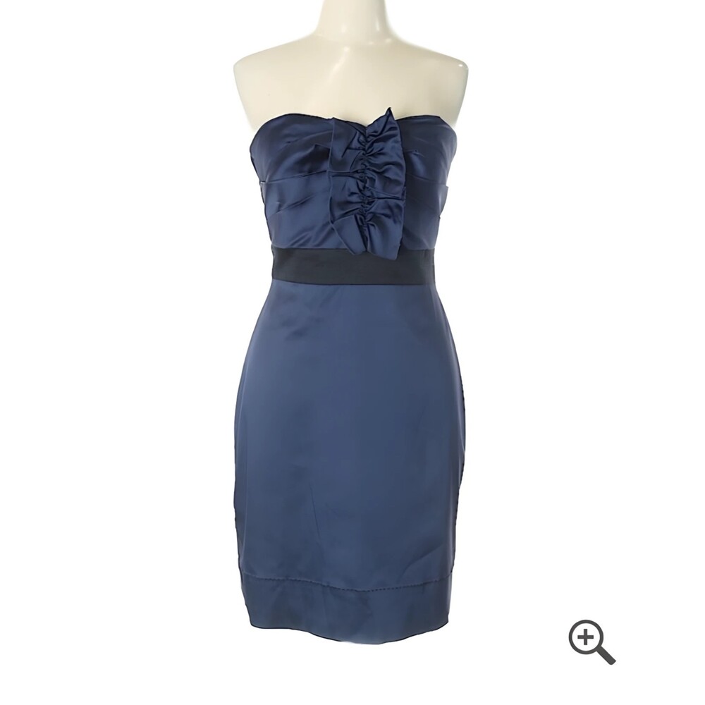 Phoebe Couture NWT Blue & Black Ruffle Strapless Y2K Style Mini Dress, Size 12